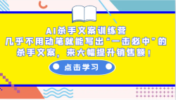 AI杀手文案训练营：几乎不用动笔就能写出“一击必中”的杀手文案，来大幅提升销售额！