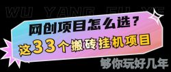 网创不知道做什么？这33个低成本挂机搬砖项目够你玩几年