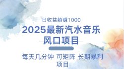 2025最新汽水音乐躺赚项目 每天几分钟 日入1000＋