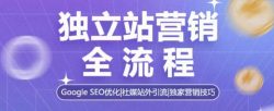 独立站营销全流程，Google SEO优化，社媒站外引流，独家营销技巧