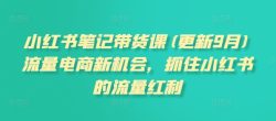 小红书笔记带货课(更新25年1月)流量电商新机会，抓住小红书的流量红利