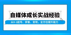 自媒体成长实战经验，从0-1起号、获客、变现，全方位提升能力