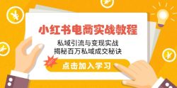 小红书电商实战教程：私域引流与变现实战，揭秘百万私域成交秘诀