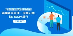 抖音直播实战训练营：涵盖账号管理、流量分析, 助力GMV提升