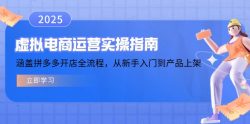 虚拟电商运营实操指南，涵盖拼多多开店全流程，从新手入门到产品上架