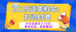 2025逆袭项目——知识付费，小白也能月入10万年入百万，抓住机会彻底翻…