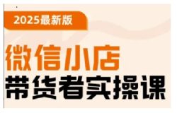 2025最新版微信小店带货者实操课，基础操作到高级运营技巧，快速上手