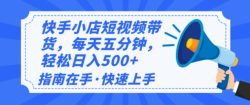 2025最新快手小店运营，单日变现500+  新手小白轻松上手！