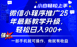 2025年微信小程序推广，最新教学升级，轻松日入900+，小白宝妈轻松上手…