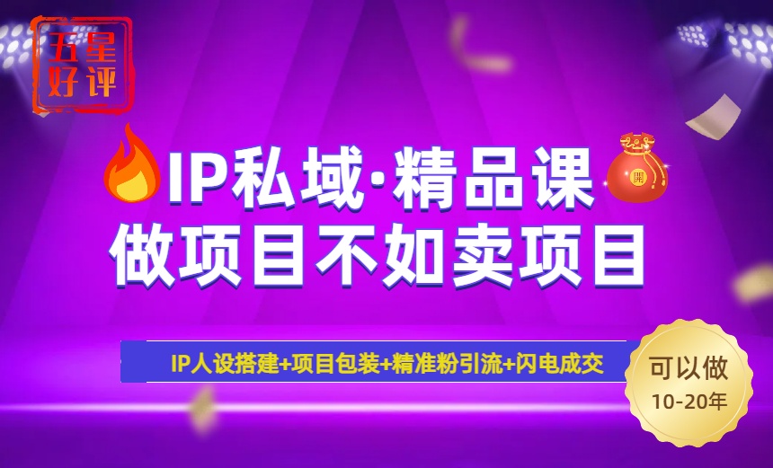 2025年“IP私域·密训精品课”，日赚3000+小白避坑年赚百万，暴力引流...