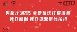 男粉计划2025  全新玩法打爆流量 独立网站 独立资源后台扶持【揭秘】