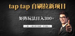 taptap拉新自刷项目，一个新用户14元，矩阵玩法日入300+