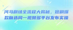 河马剧场全流程大揭秘，短剧爆款精选同一视频多平台发布实操